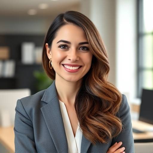 Retrato de Isabel García, asesora financiera de Auto Selección Valencia, sonriendo y con un entorno de oficina.